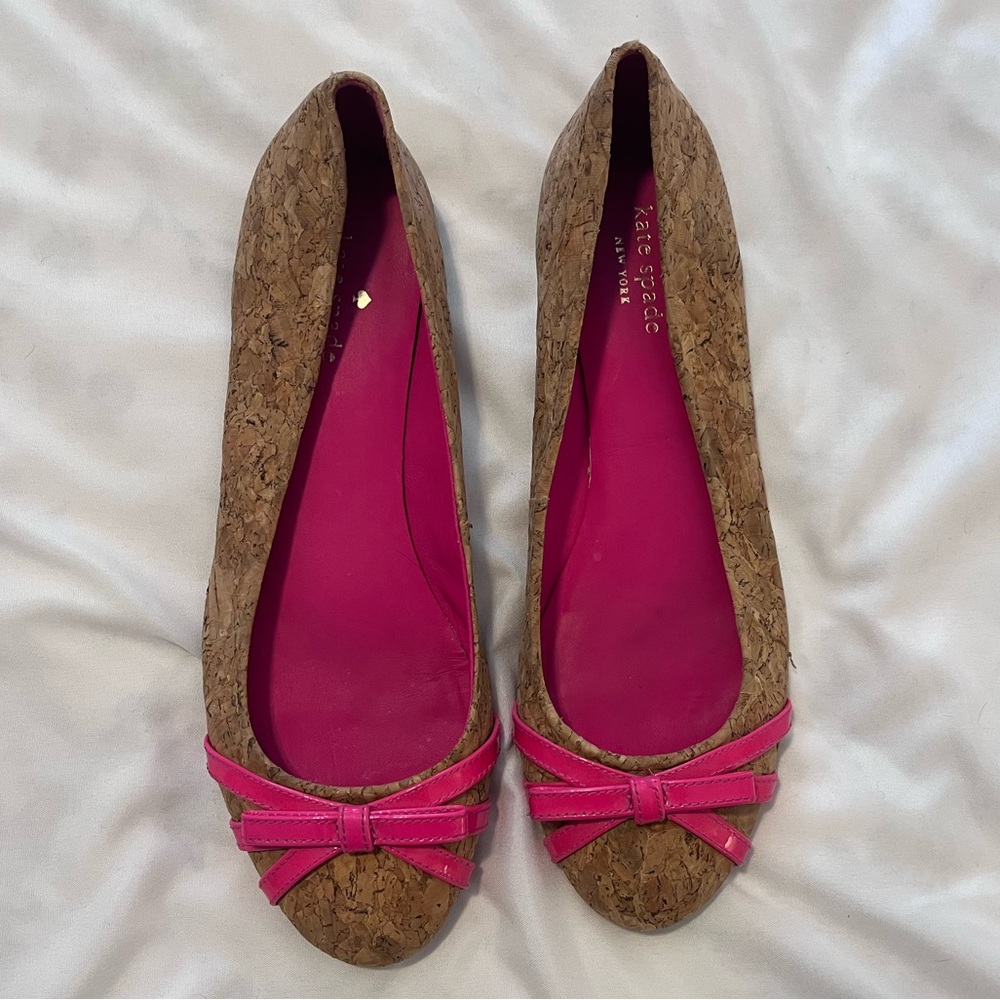 Kate Spade Cork Bow Flats - Size 8.5